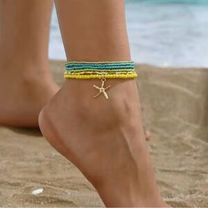 Multilayer Beads Starfish Boho Anklet for Women